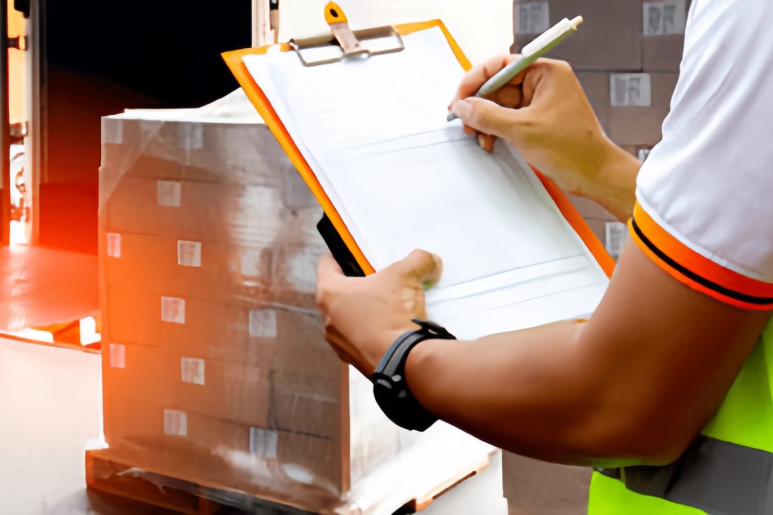 Workers-record-data-in-the-warehouse